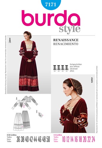 Burda 7171 renaissance robe - 7171,