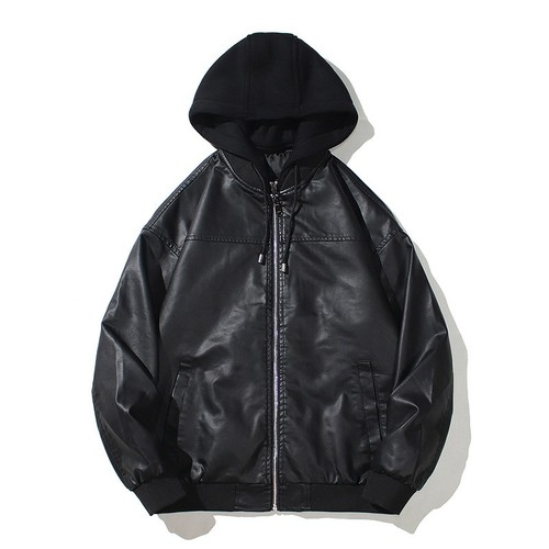 Veste cuir à capuche - pu,