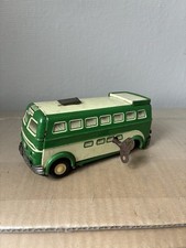 JOUET ANCIEN TÔLE JOUSTRA TROLLEY BUS BROADWAY MECANISME A CLÉ FONCTIONNEL 