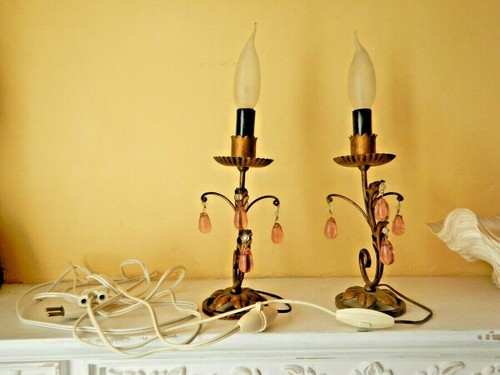 Paire lampes metal doré - paire,