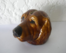 ancienne TIRELIRE à casser tête de chien, barbotine Orchies, hauteur 8cm
