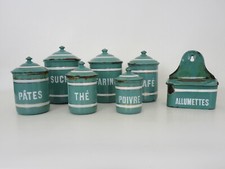 Pots à épices en tôle émaillée, rangement épices et allumettes