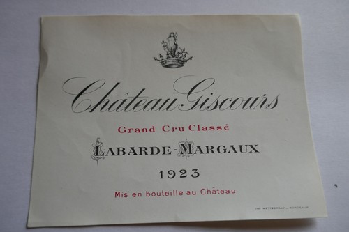 étiquette ancienne vin - , 1923