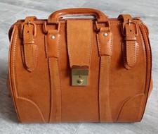 Sac à main vintage cuir marron naturel petit bagage à main vintage style médecin