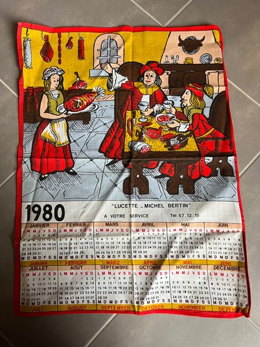 Torchon calendrier ancien - torchon,