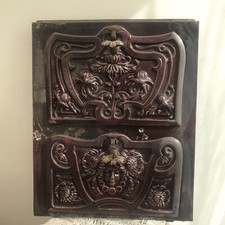 Art nouveau￼ Cast Iron enamel coated doors Stove Fire Place Eggplant French