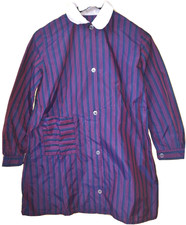 Authentique blouse tablier vintage enfant  rayures violet rouge  8-10 ans