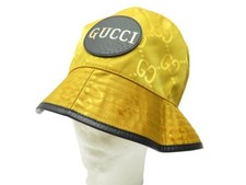 NEUF CHAPEAU GUCCI BOB OFF THE GRID TOILE JACQUARD GG JAUNE 627115 SUN HAT 470€