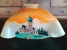 MARKHBEIN - ABAT-JOUR ancien OPALINE orangé carré EGLISE BAROQUE Tchecoslovaquie