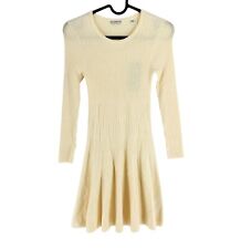 GUESS Filles Beige Tricoté Évasé Manches Longues Robe Taille 10 Ans 140 CM
