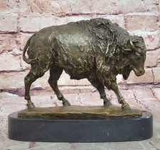 Bronze Bison Buffalo Américain Western Du Sud Ouest Sculpture Art Déco Sauvage