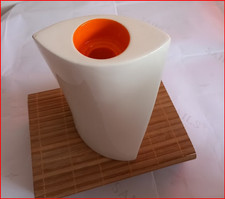 Bougeoir moderne en céramique – design blanc et orange