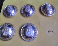 COLLECTION DE 5 BOUTONS ARMOIRIES DE VILLE D'ORLEANS COLORIS ARGENT VIF D21MM 