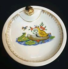ASSIETTE  A BOUILLIE ANCIENNE AVEC BOUCHON PORCELAINE LIMOGES  DECOR  CANARD ...