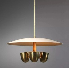 Ancien lustre Spoutnik pendentif moderne en laiton brut 4 lumières vintage mi...