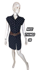 Nice Things Taille 38  robe manches courtes bleu marine à pois blancs