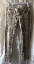 Pantalon Slim Femme motifs serpent / Python Beige Taille 36 (grand)
