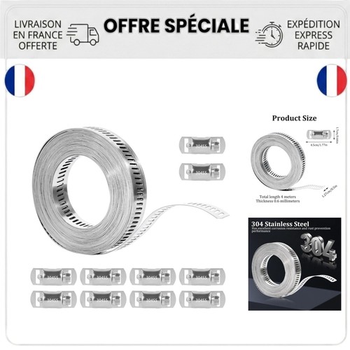 Collier serrage inox - de, 4m