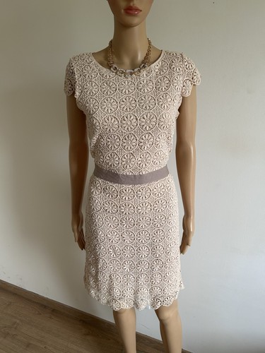 Robe beige dentelle à - beige, en