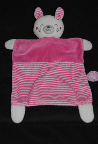 Doudou plat chat rose mots - plat,