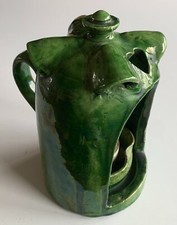 lanterne veilleuse en terre cuite vernissée  à décor de coeur 19ème - cliousclat