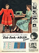 ancienne machine à coudre publicitaire ADLER Adler Superba DIN A4 vintage ann...