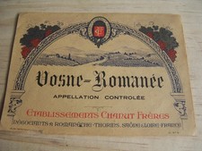 étiquette vin ancienne Vosne