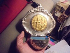 Ancien Bénitier en Etain à l'Apparition de la Vierge à Bernadette à Lourdes 