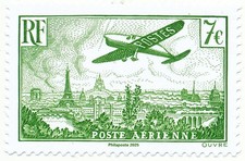 FRANCE 2025Timbre 98A prov de l'affiche avion survolant Paris neuf **