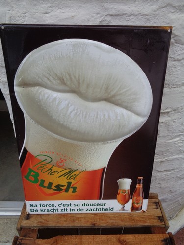 Ancienne tole biere bush peche - biere,