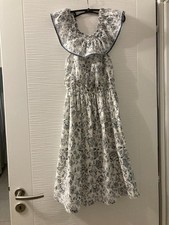 robe blanche fleurie gris MNG 11/12 ANS encolure à volant