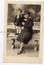 Vintage photo 1941 - elegant woman and little boy studio portrait