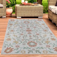 Tapis design à motif floral pour intérieur et extérieur crème, multicolore