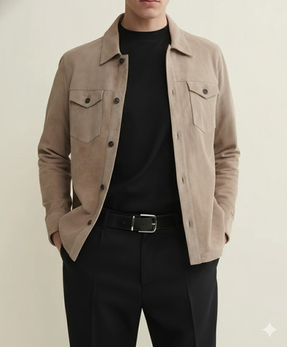 Blouson cuir agneau - d'agneau, beige