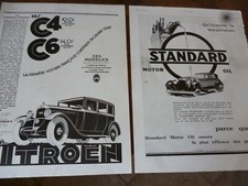 CITROEN C4 C6 70 + STANDARD MOTOR OIL publicité papier ILLUSTRATION 1928