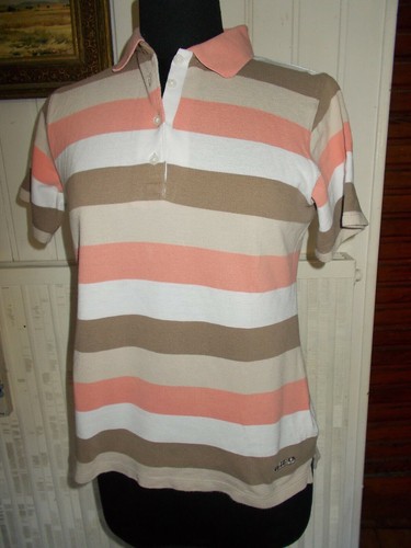 Polo 100 coton rayé beige - polo,