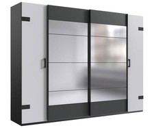 Armoire À Portes Coulissantes Stockholm 270x65x210cm Graphite Blanc