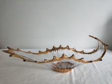 Grande coupe à fruits en verre vintage avec bords dorés style art nouveau