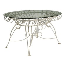 Table de Jardin Vintage Fer Émaillé Blanc Design Années 1960 Originale