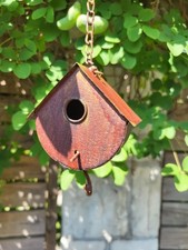 Maison à oiseaux décorative à suspendre, semi-circulaire, rustique, petite