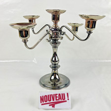 ➜CHANDELIER/BOUGEOIR candélabre en métal couleur argenté Art Déco vintage XXème