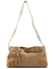 Beige Suede Tassel Drawstring
