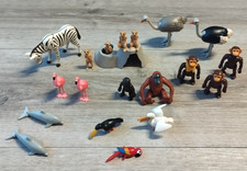 Playmobil  lot animaux  savane zoo cirque  zèbre singe autruche dauphin oiseaux