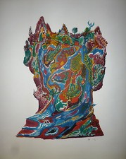 Aristide Caillaud Lithographie signée art abstrait art brut