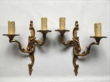 Paire d’appliques en BRONZE DORÉ de Style LOUIS XV Rocaille 2 Lumières