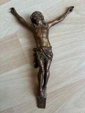 Ancien Christ en bronze sur croix - Crucifix vintage