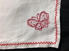 Antique French Chanvre Linen and Embroidered Pyjama or Sewing Pouch Butterflies