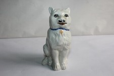 Ancienne tirelire à casser en porcelaine, forme chat, hauteur 14 cm