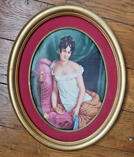 Cadre tableau doré - ovale, avec