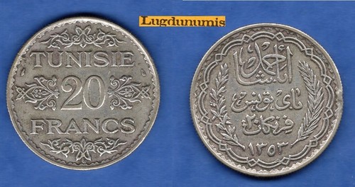 Tunisie francs 1934 ttb - tunisie, 20